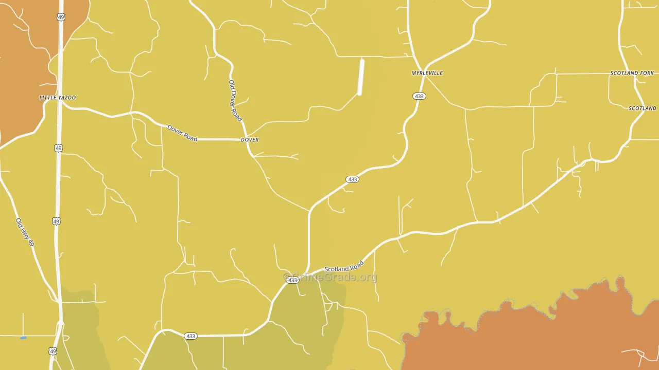 Dover, MS Map of Murder Rates