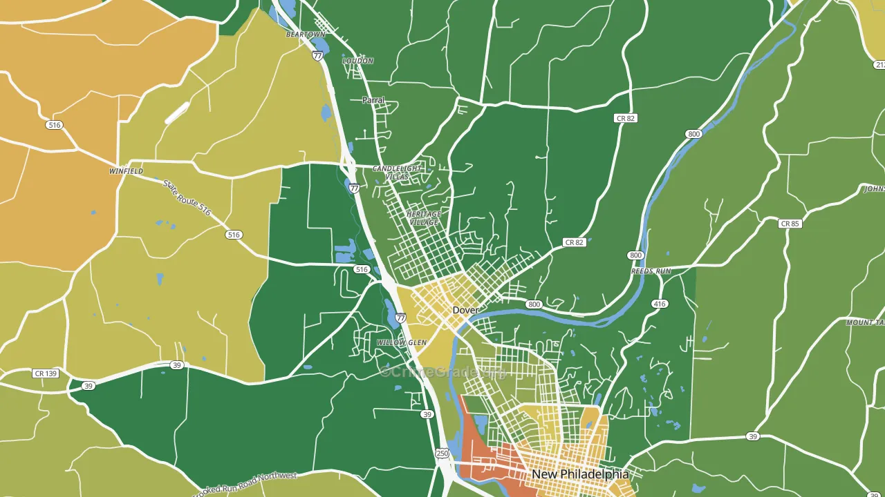 Dover, OH Map of Murder Rates
