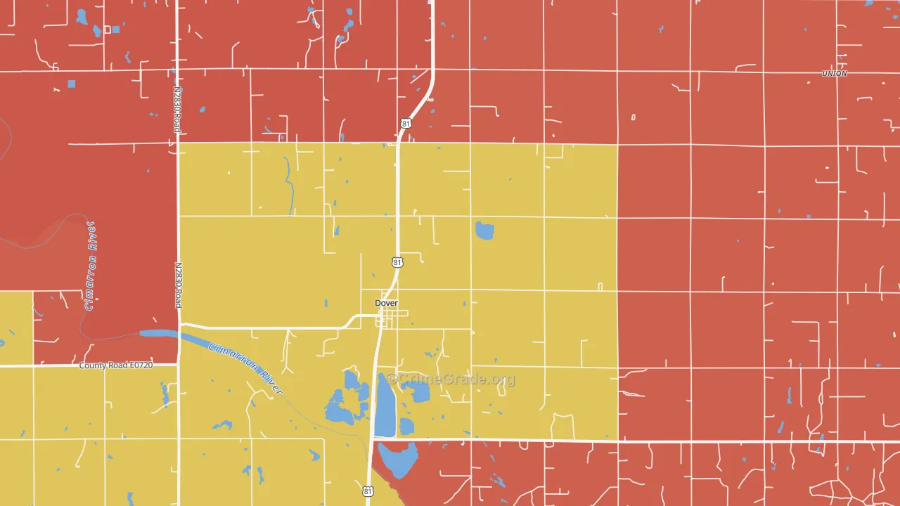 Dover, OK Map of Murder Rates