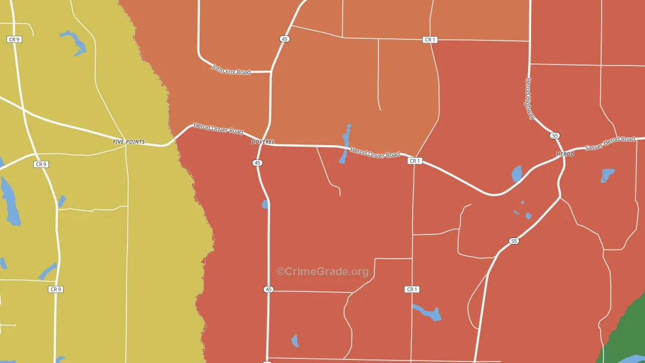 Doverel, GA Map of Murder Rates