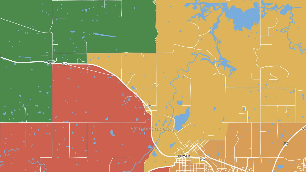 Dow, OK Map of Murder Rates