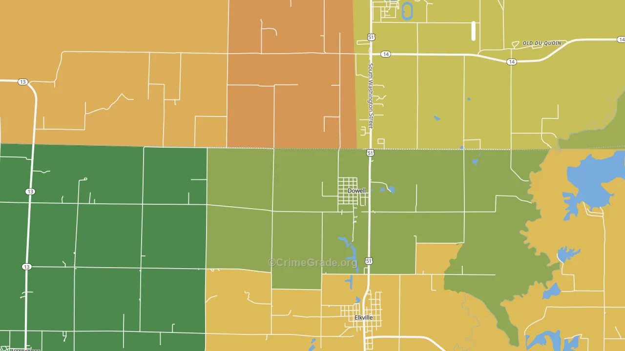 Dowell, IL Map of Murder Rates