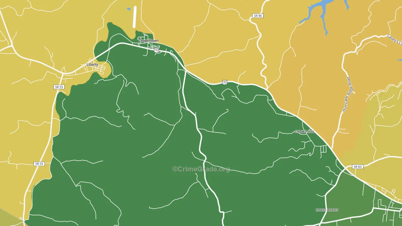 Dowelltown, TN Map of Murder Rates