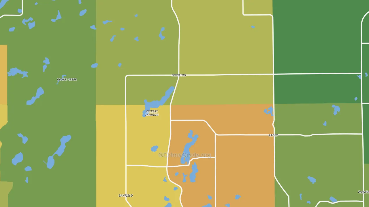 Dowling, MI Map of Murder Rates