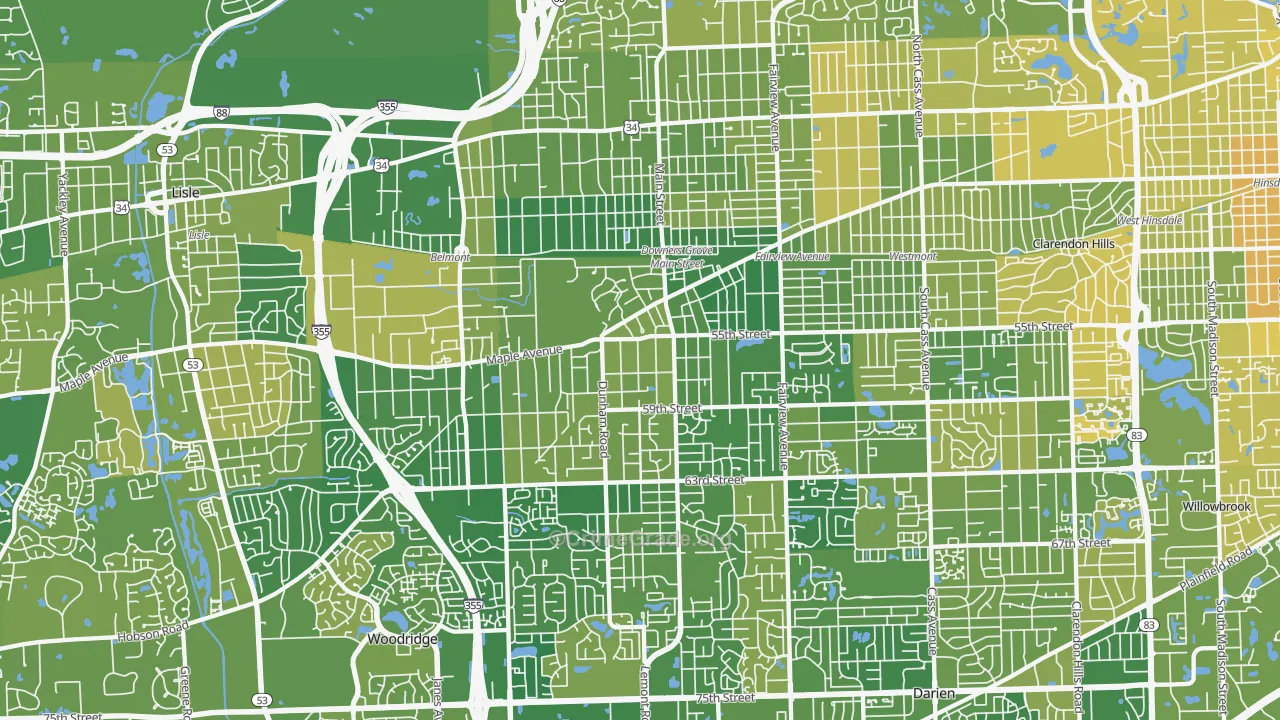 Downers Grove, IL Map of Murder Rates