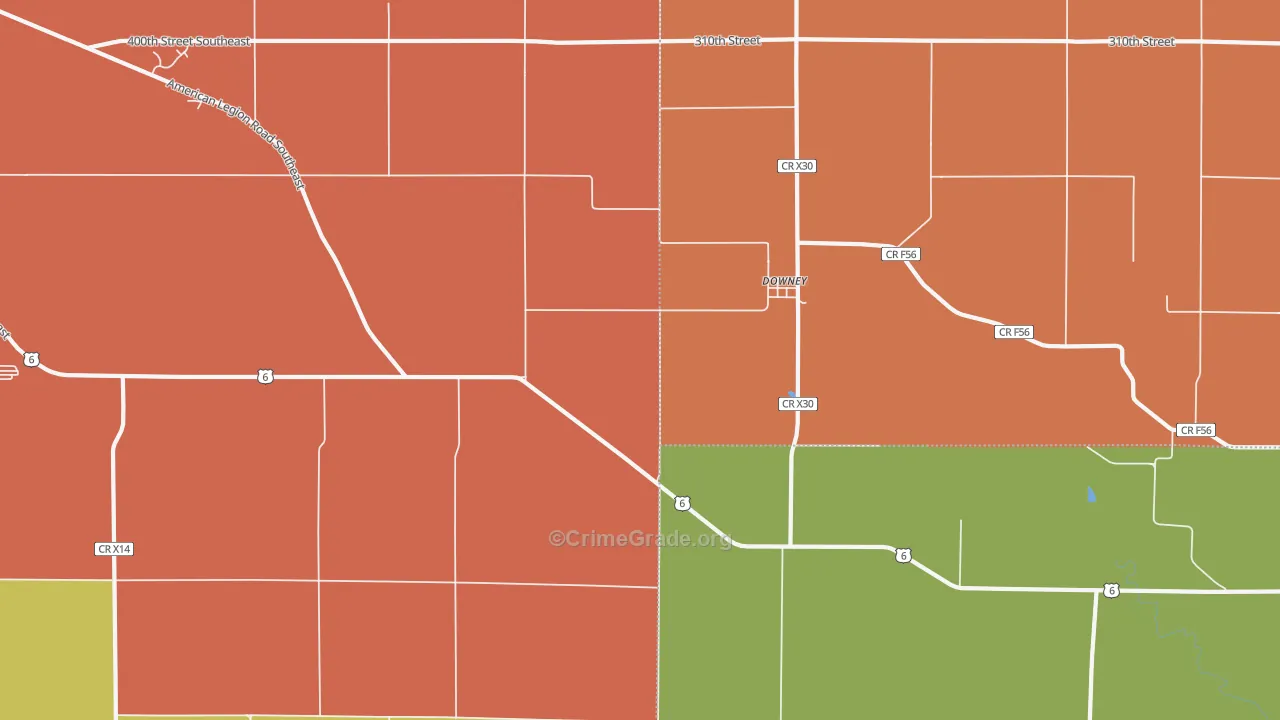 Downey, IA Map of Murder Rates