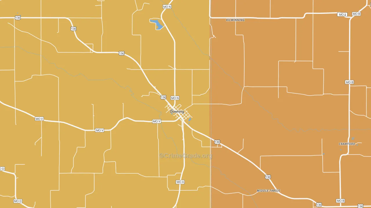 Downing, MO Map of Murder Rates