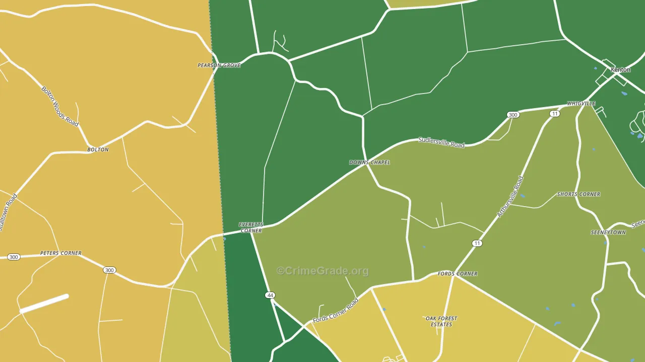 Downs Chapel, DE Map of Murder Rates