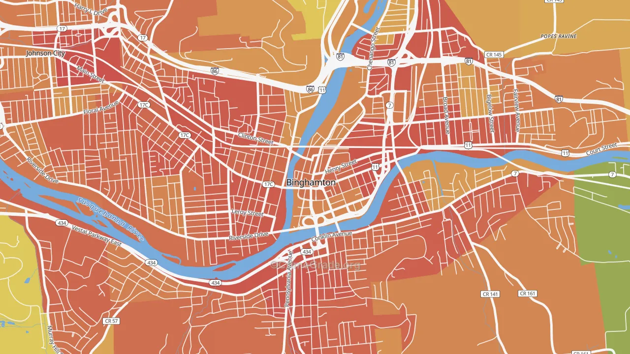 Downtown Binghamton, Binghamton, NY Map of Murder Rates