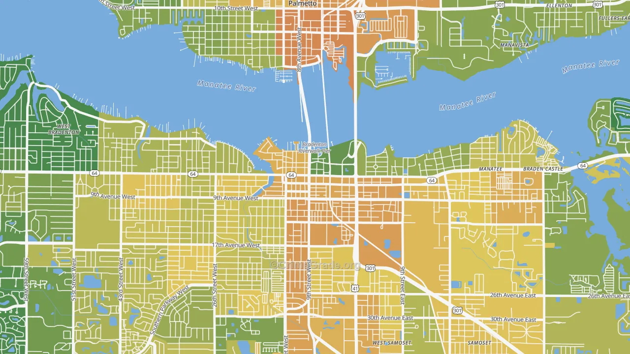 Downtown Bradenton, Bradenton, FL Map of Murder Rates