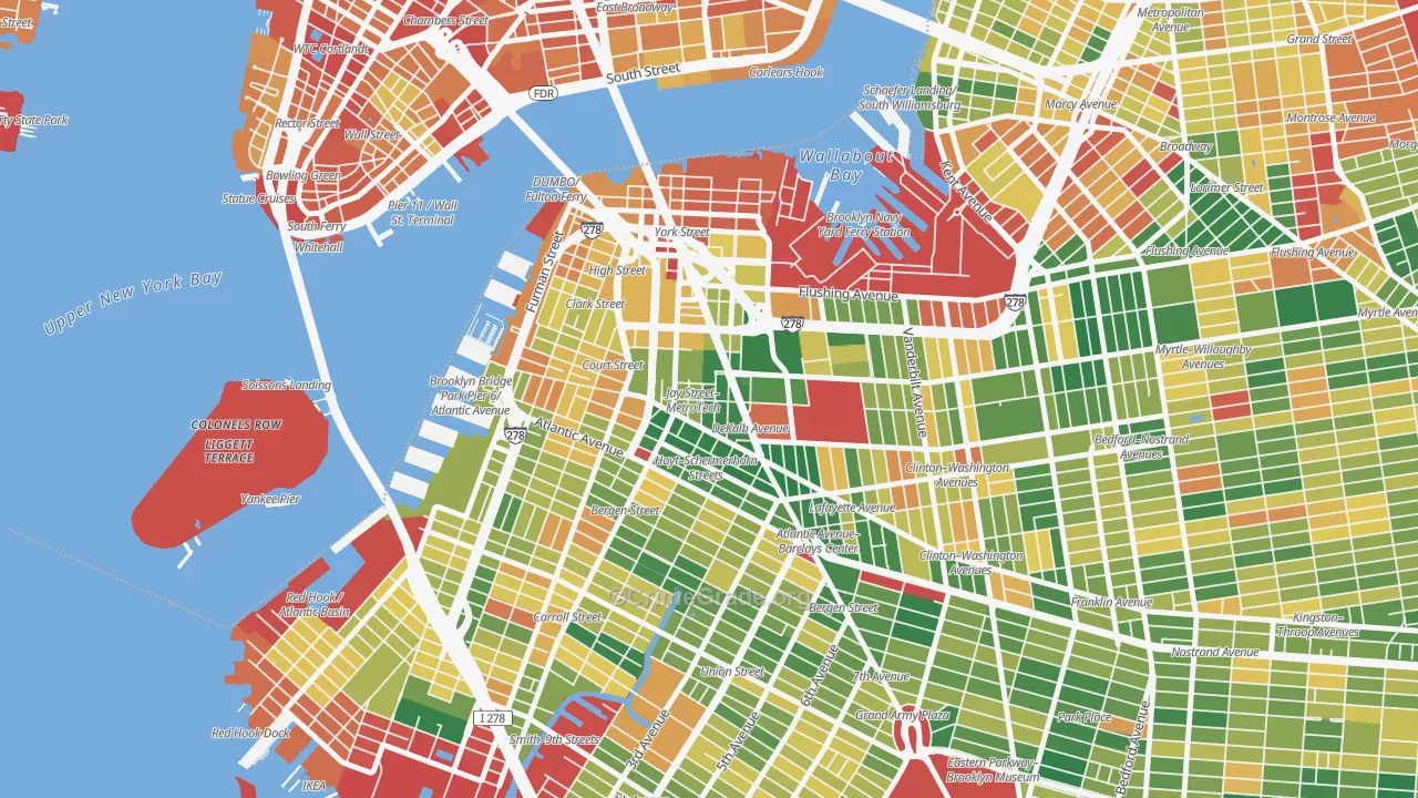 Downtown Brooklyn, Brooklyn, NY Map of Murder Rates