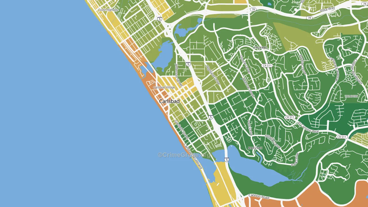 Downtown Carlsbad, Carlsbad, CA Map of Murder Rates