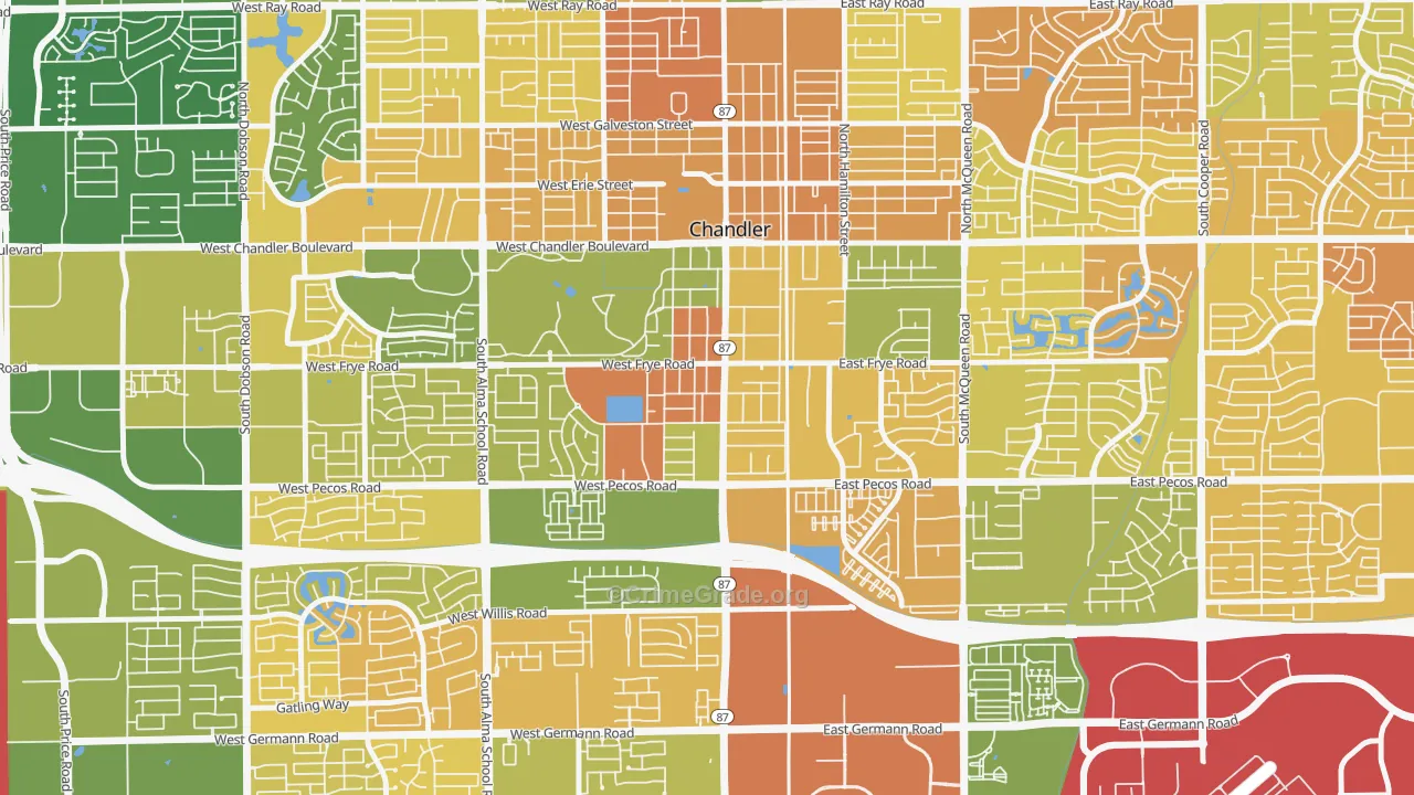 Downtown Chandler, Chandler, AZ Map of Murder Rates