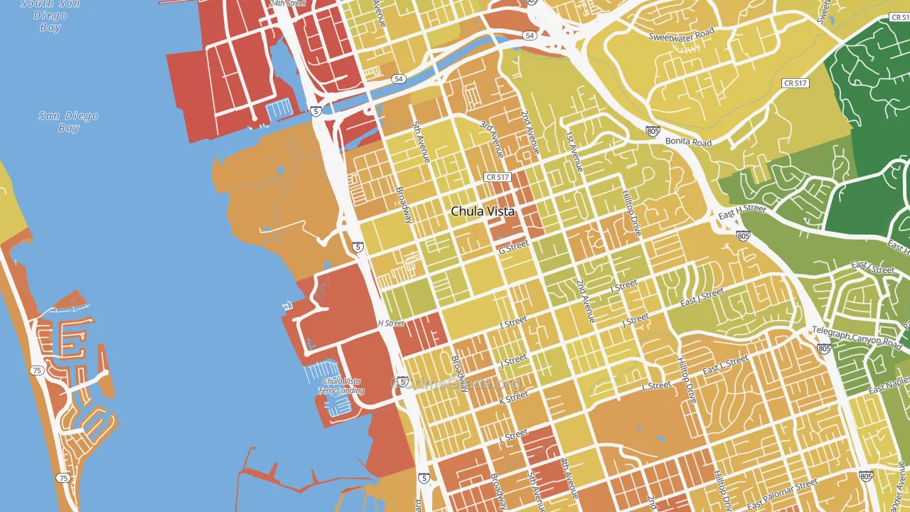 Downtown Chula Vista, Chula Vista, CA Map of Murder Rates