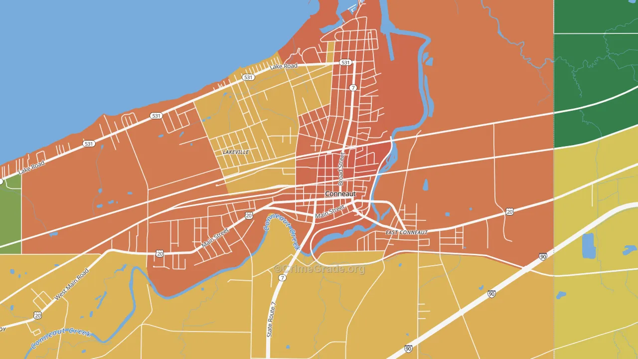 Downtown Conneaut, Conneaut, OH Map of Murder Rates