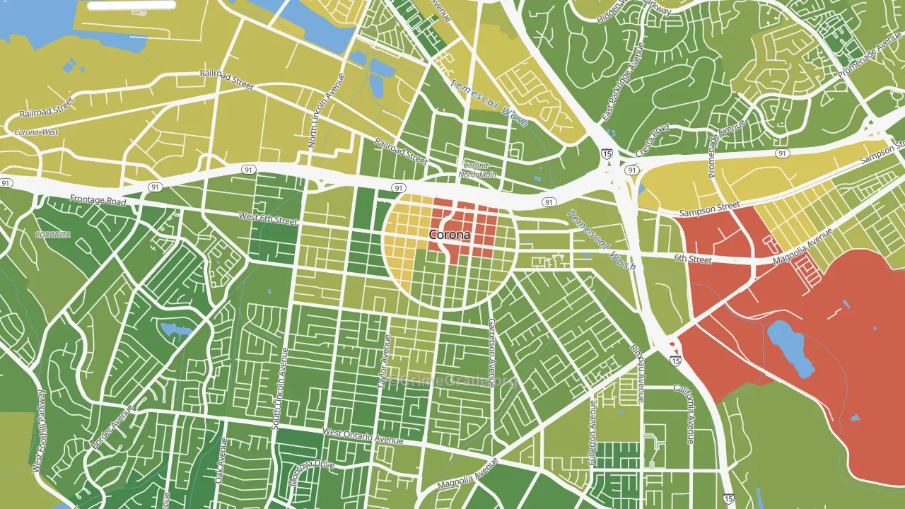 Downtown Corona, Corona, CA Map of Murder Rates