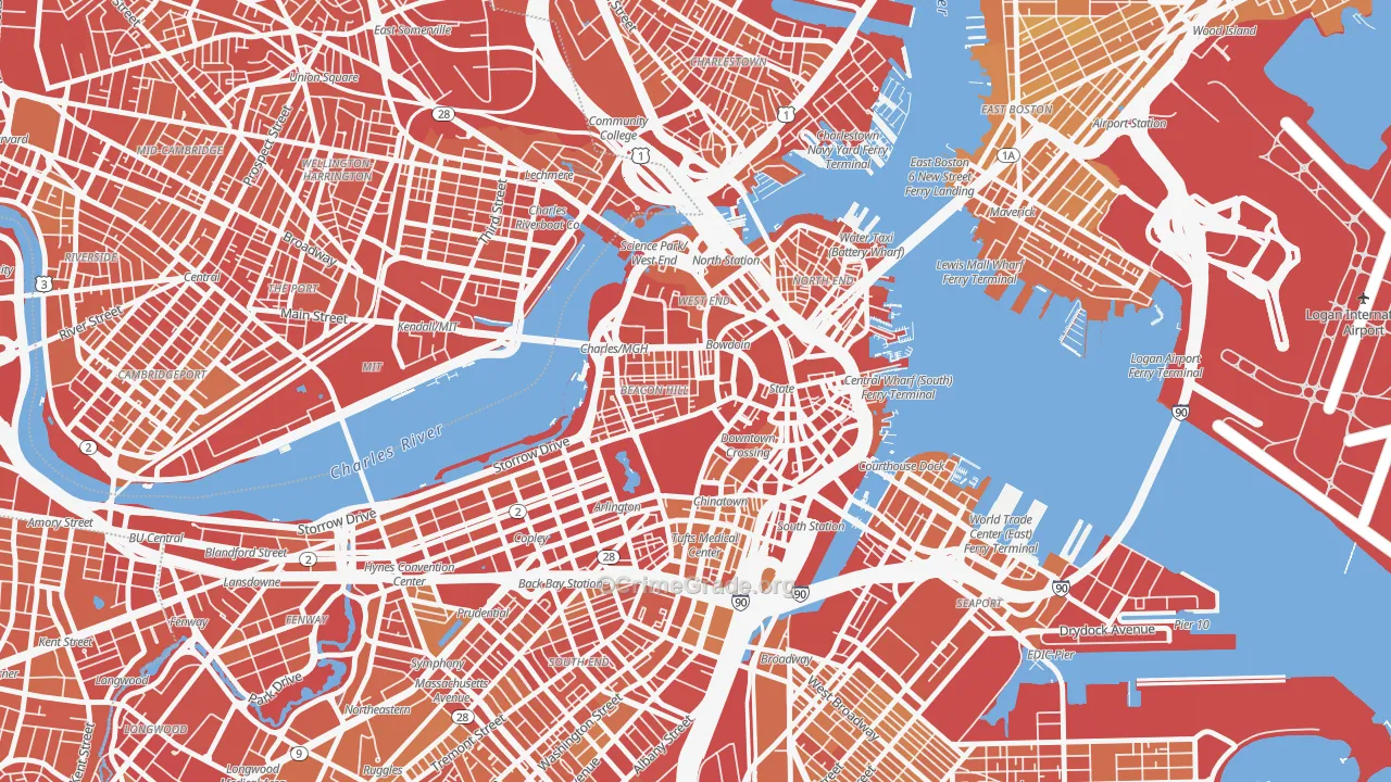 Downtown Crossing, Boston, MA Map of Murder Rates