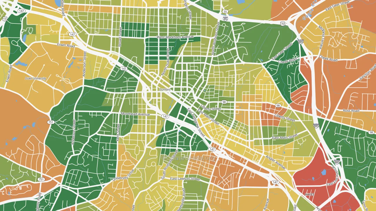 Downtown Durham, Durham, NC Map of Murder Rates
