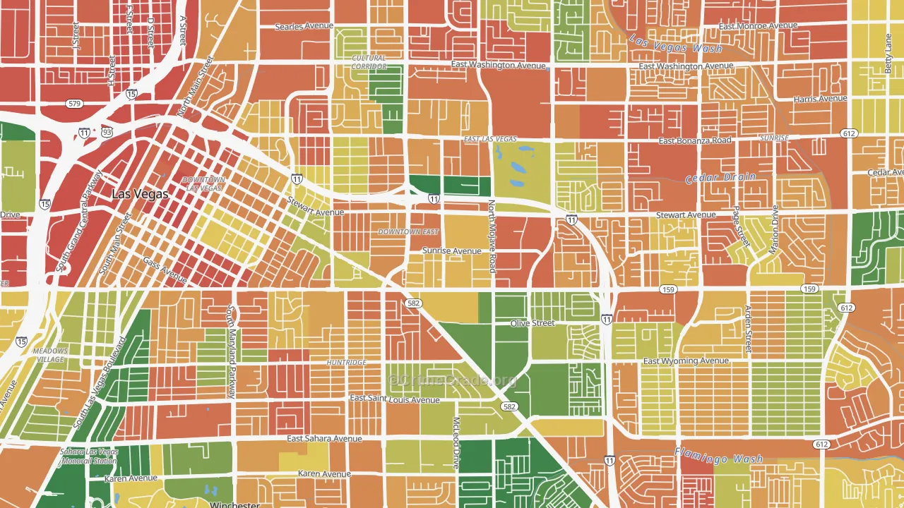 Downtown East, Las Vegas, NV Map of Murder Rates