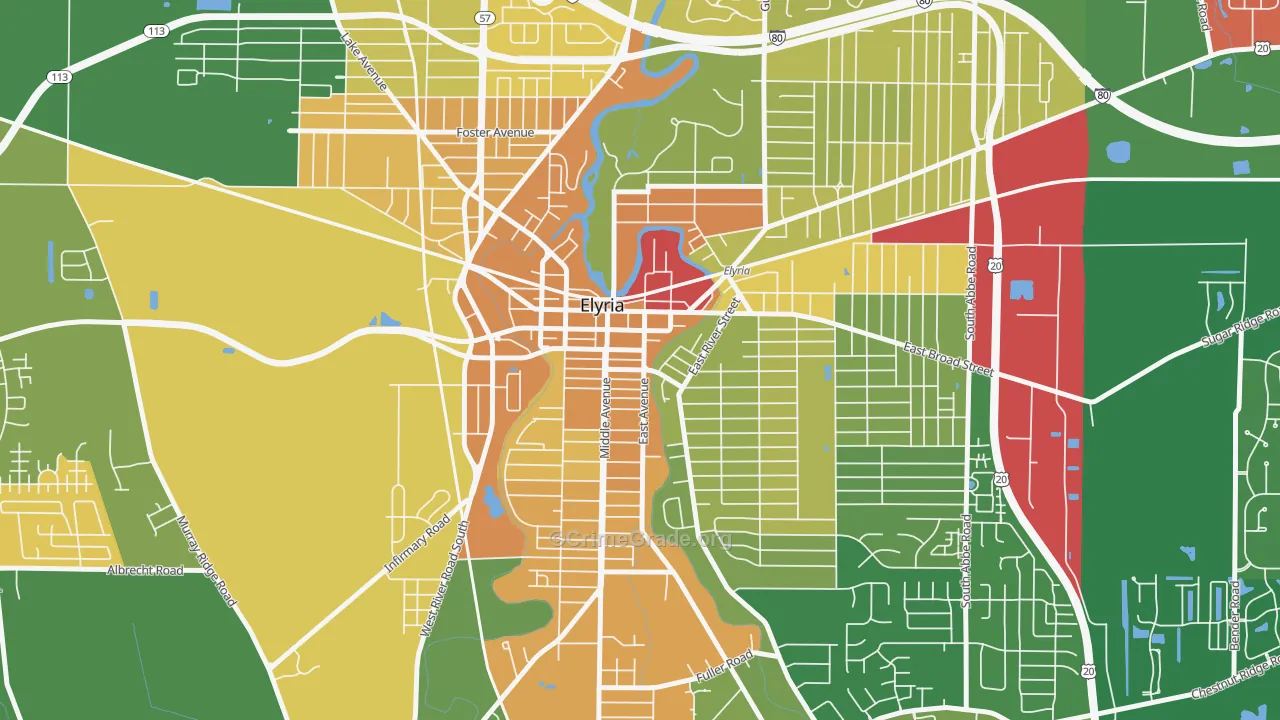 Downtown Elyria, Elyria, OH Map of Murder Rates