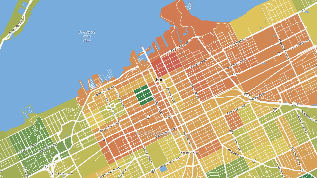 Downtown Erie, Erie, PA Map of Murder Rates