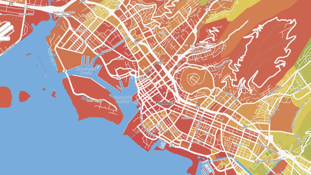 Downtown, Honolulu, HI Map of Murder Rates