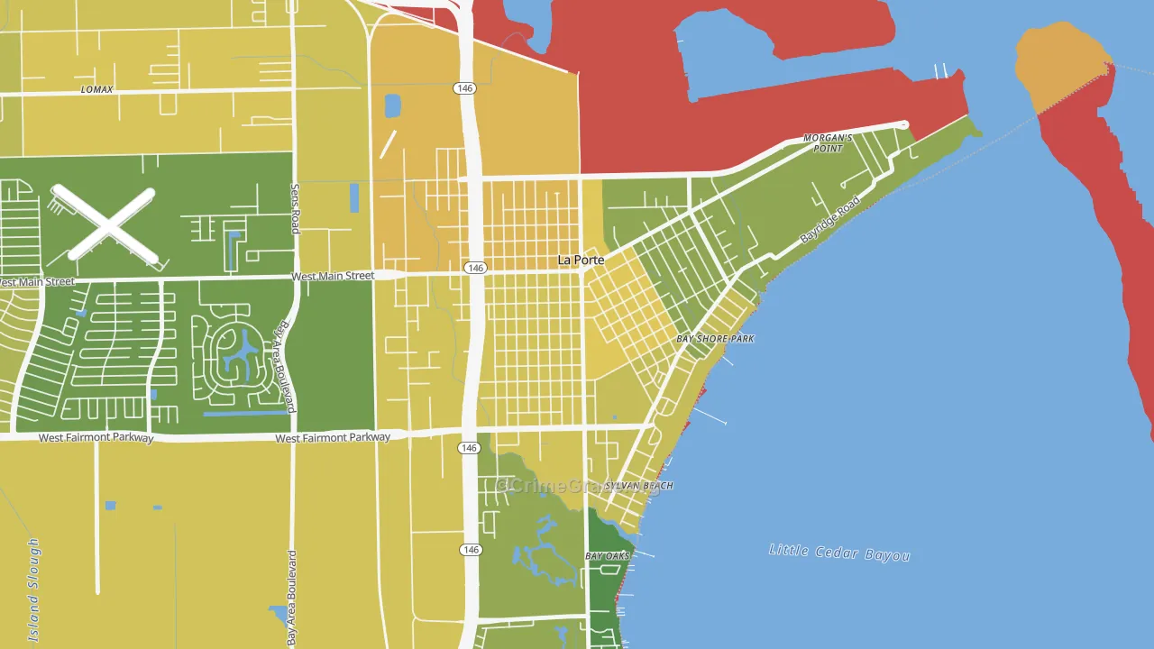 Downtown La Porte, La Porte, TX Map of Murder Rates