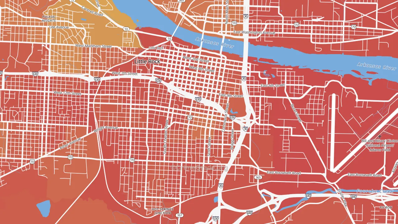 Downtown Little Rock, Little Rock, AR Map of Murder Rates