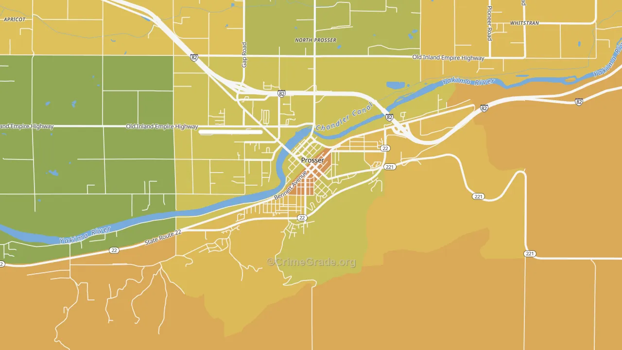 Downtown, Prosser, WA Map of Murder Rates