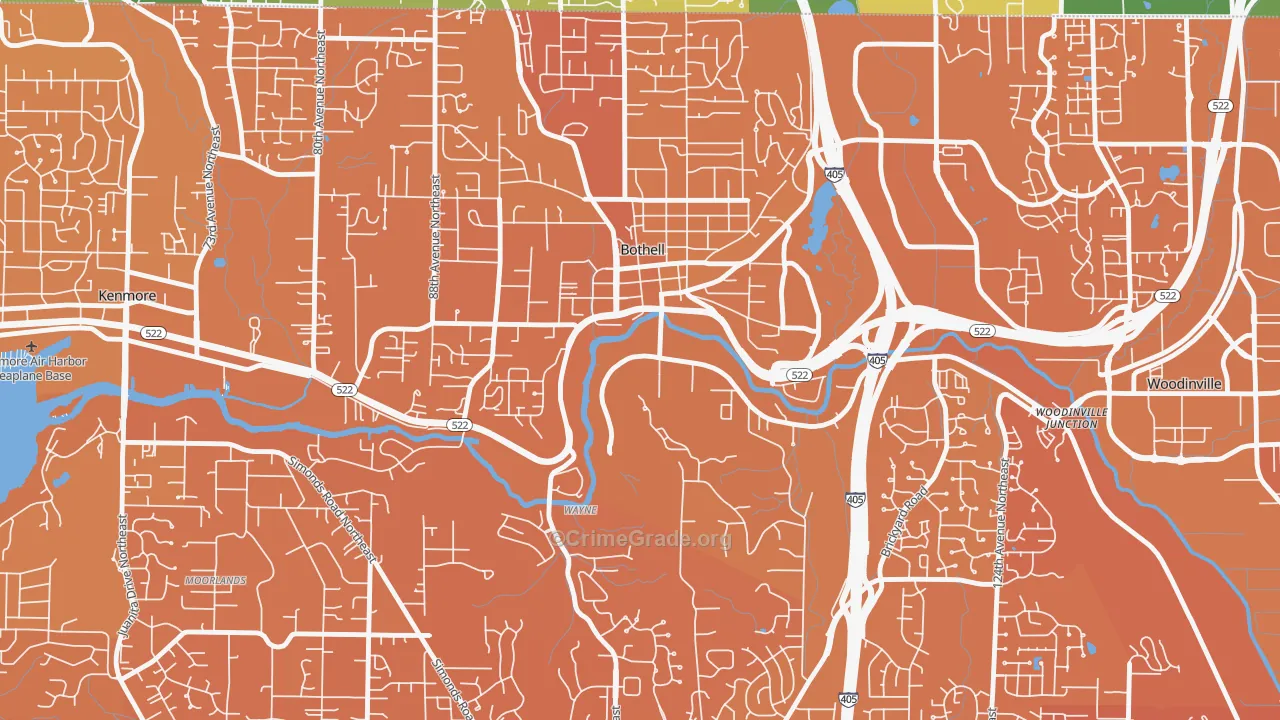 Downtown Riverfront-190th, Bothell, WA Map of Murder Rates