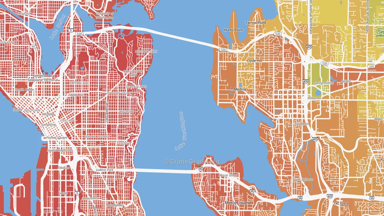 Downtown Seattle, Seattle, WA Map of Murder Rates