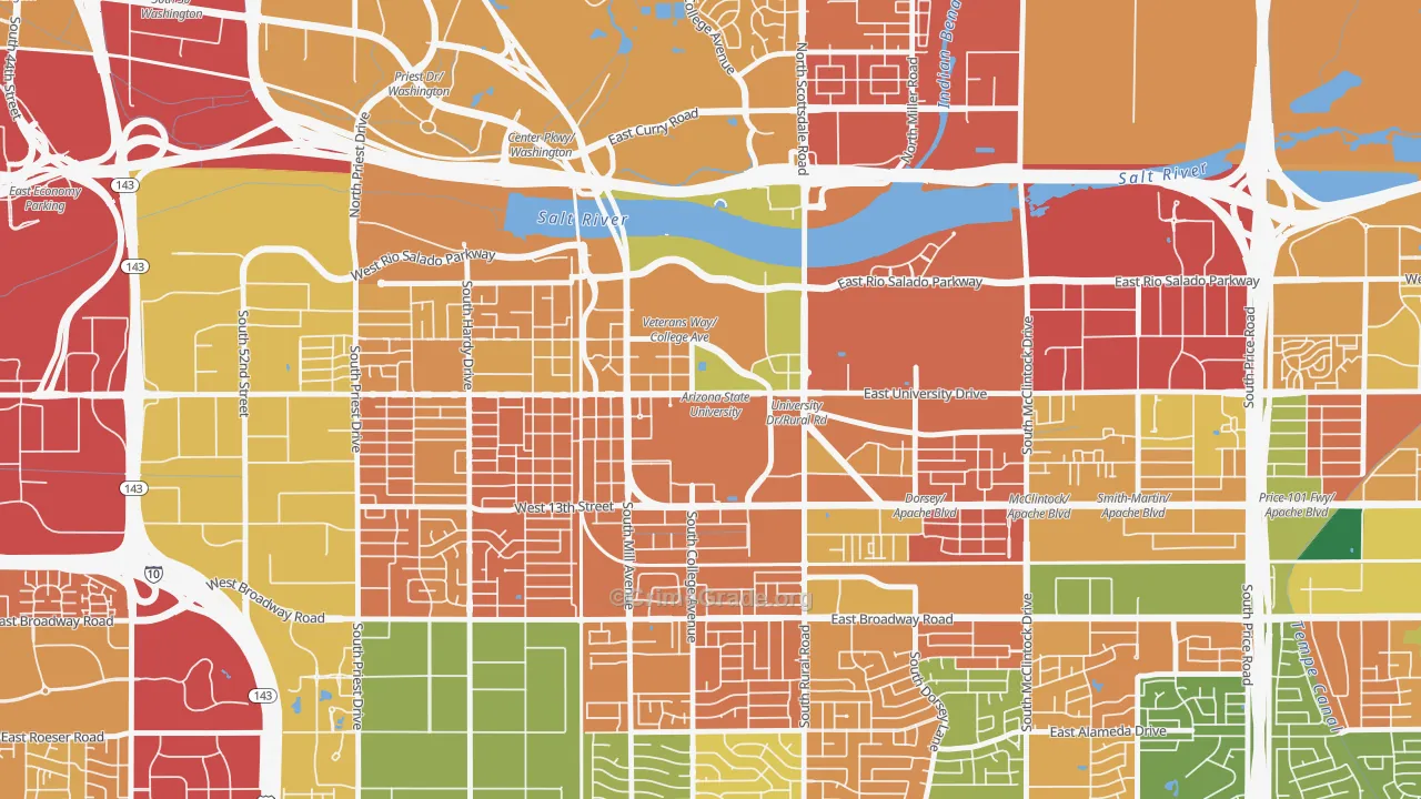 Downtown Tempe, Tempe, AZ Map of Murder Rates