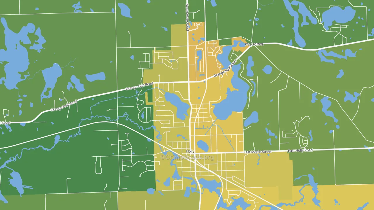 Downtown Village of Holly, Holly, MI Map of Murder Rates