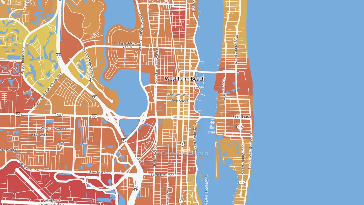 Downtown West Palm Beach, West Palm Beach, FL Map of Murder Rates