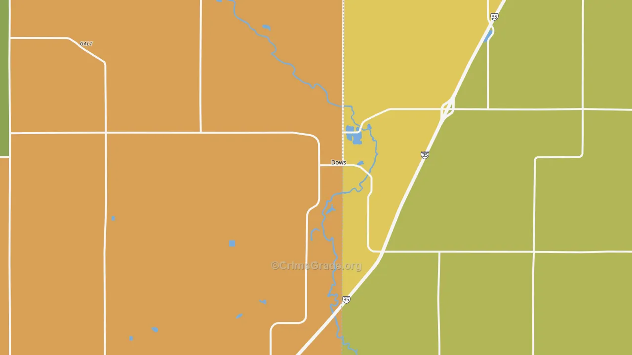 Dows, IA Map of Murder Rates