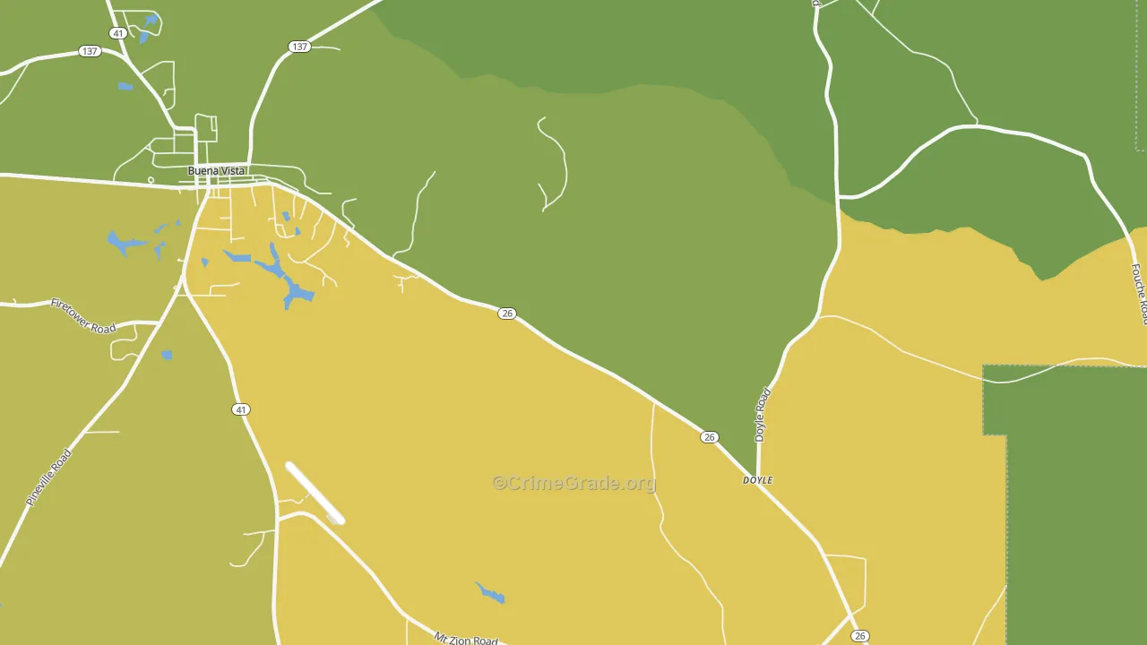 Doyle, GA Map of Murder Rates