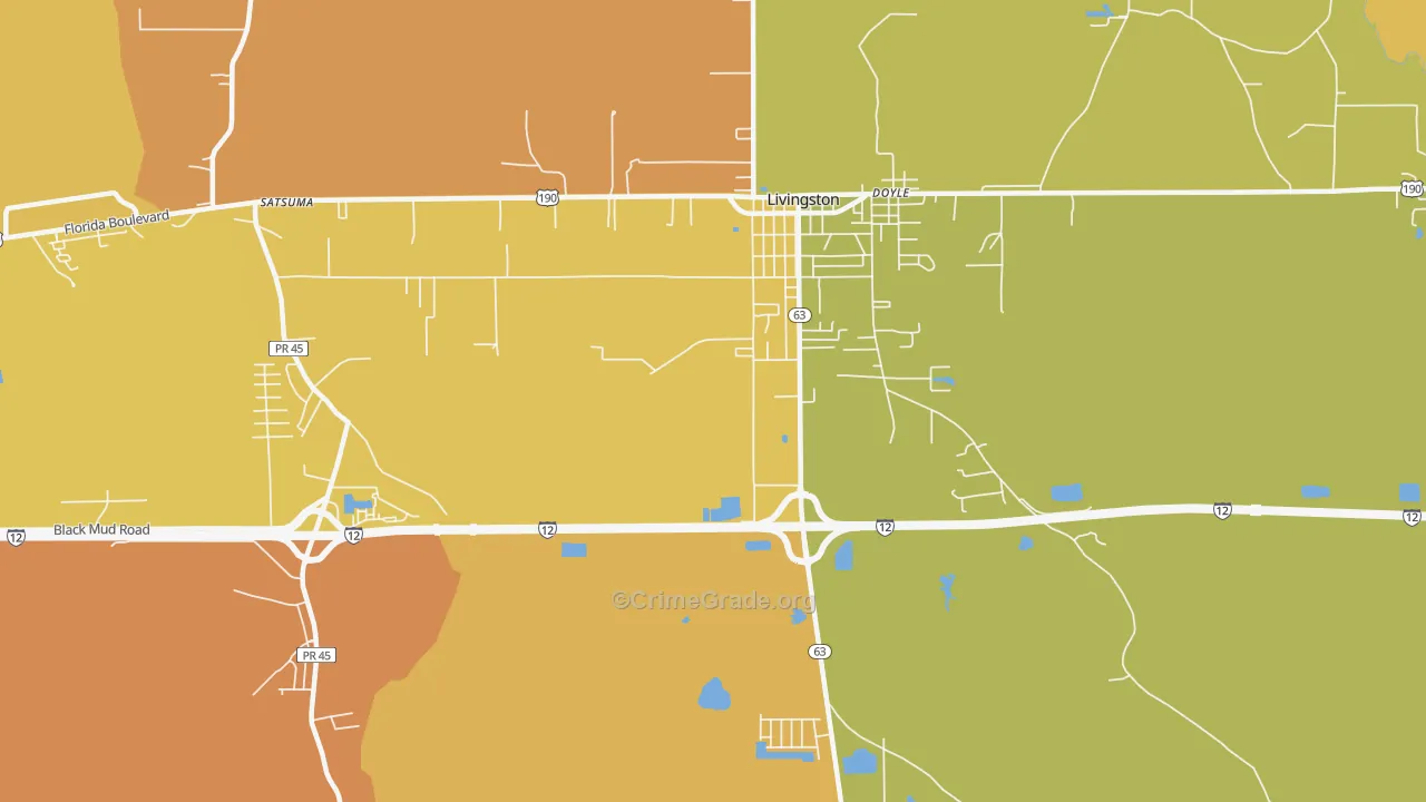 Doyle, LA Map of Murder Rates