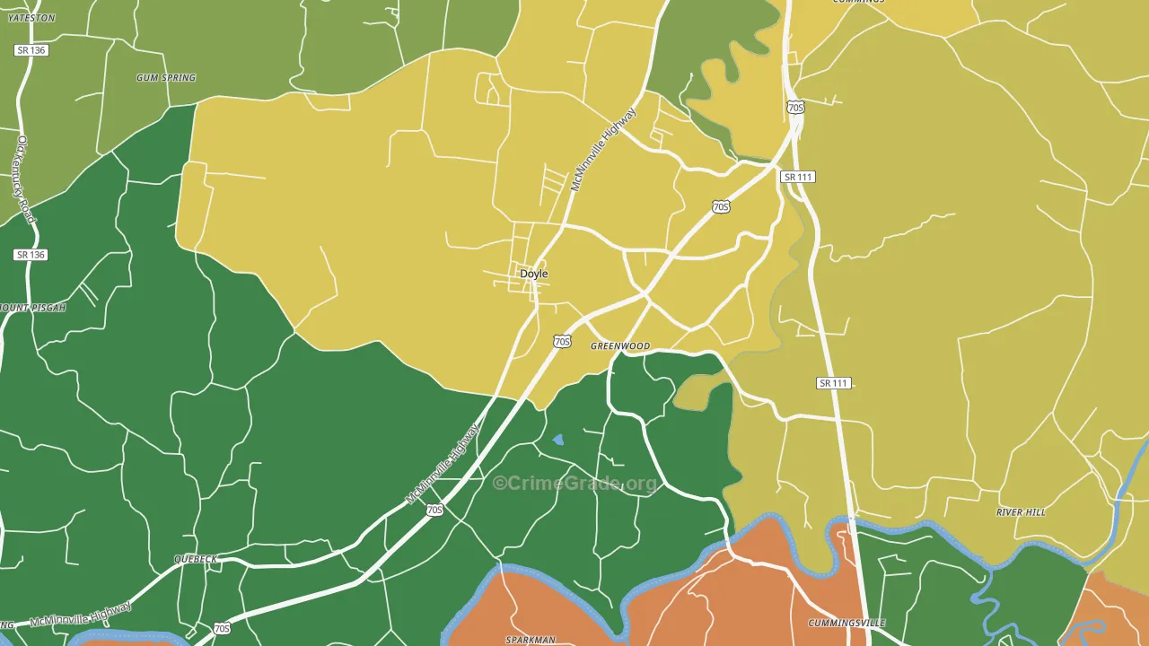 Doyle, TN Map of Murder Rates