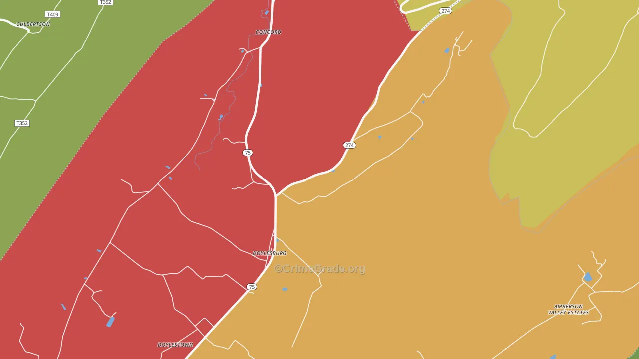 Doylesburg, PA Map of Murder Rates
