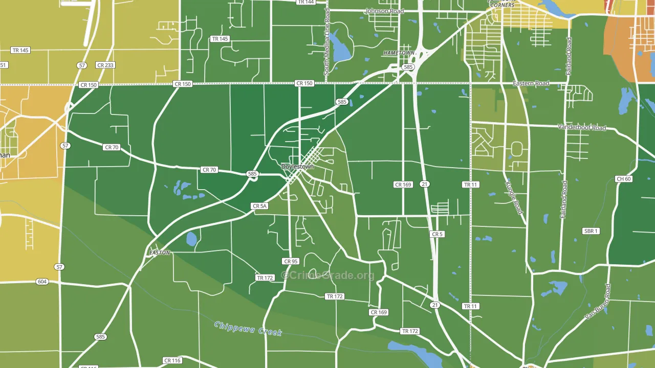 Doylestown, OH Map of Murder Rates