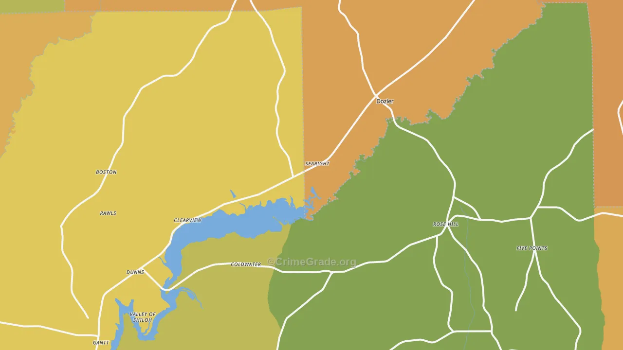 Dozier, AL Map of Murder Rates