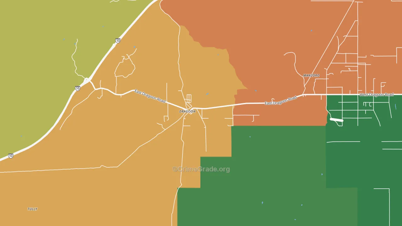 Dragoon, AZ Map of Murder Rates