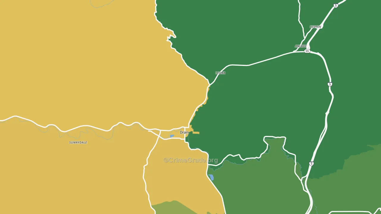 Drain, OR Map of Murder Rates