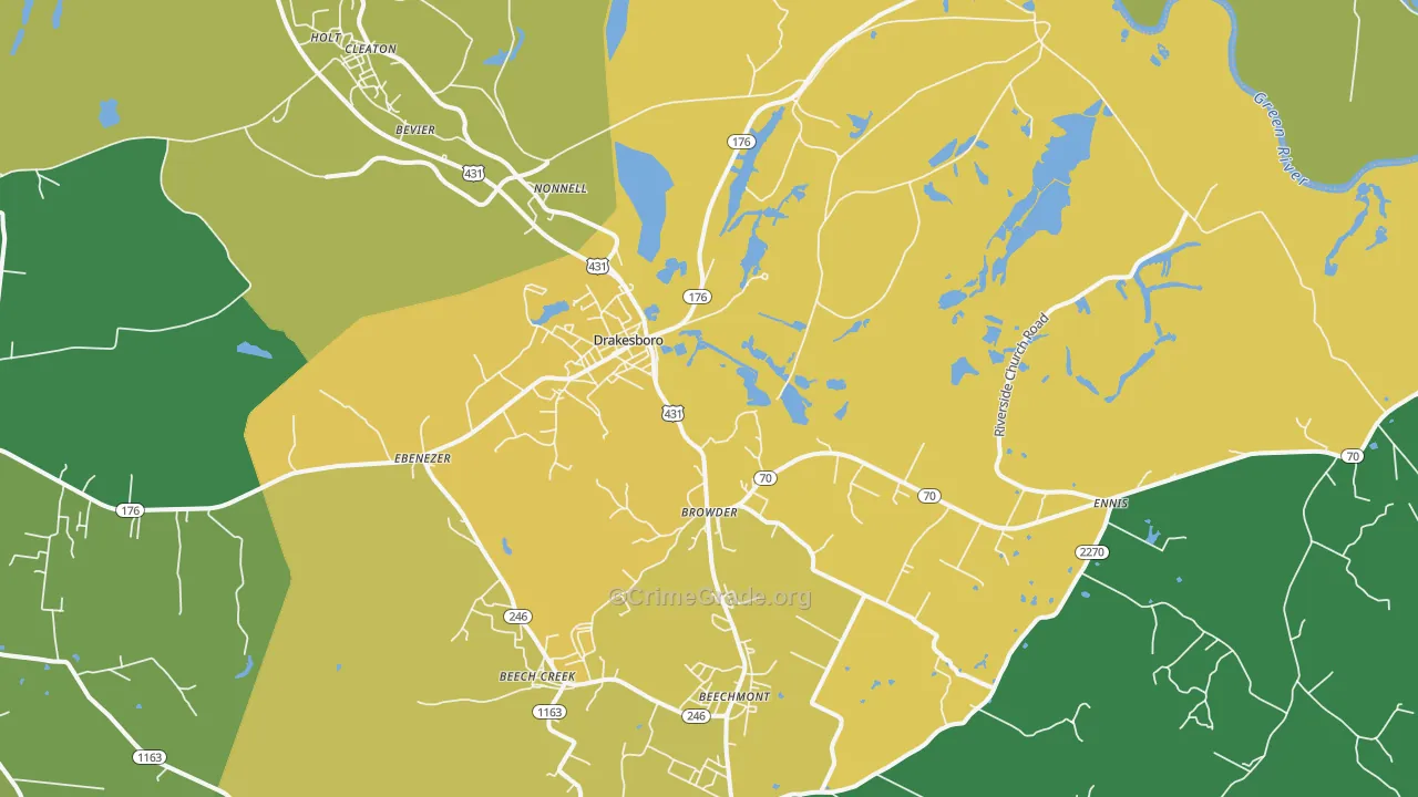 Drakesboro, KY Map of Murder Rates