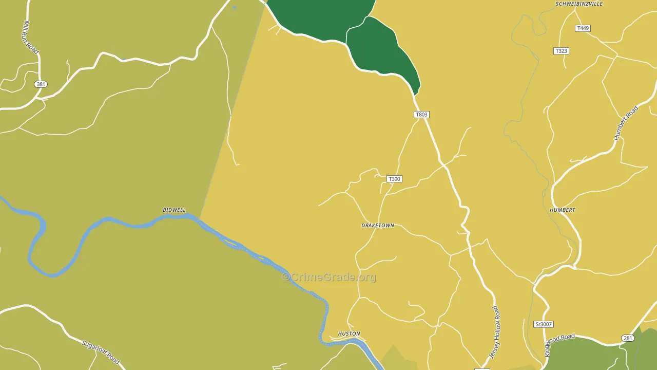 Draketown, PA Map of Murder Rates