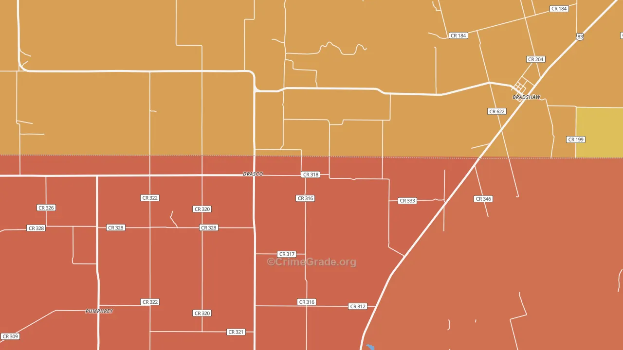 Drasco, TX Map of Murder Rates