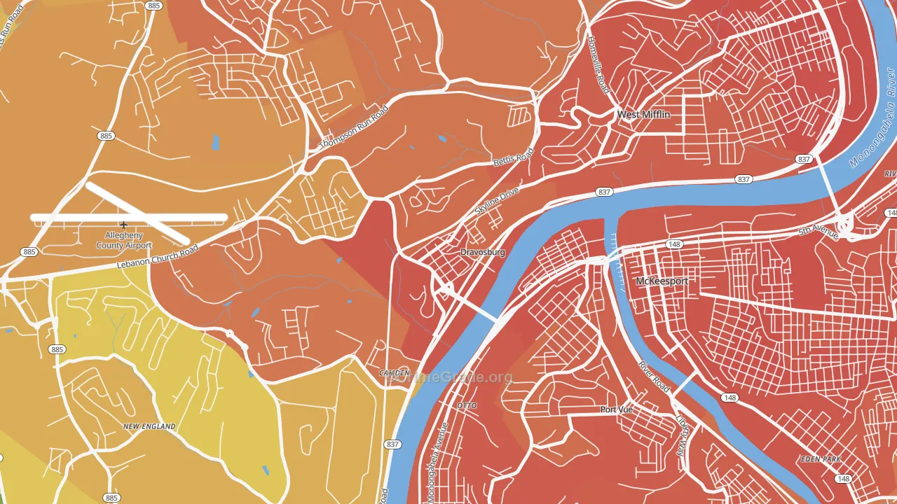 Dravosburg, PA Map of Murder Rates