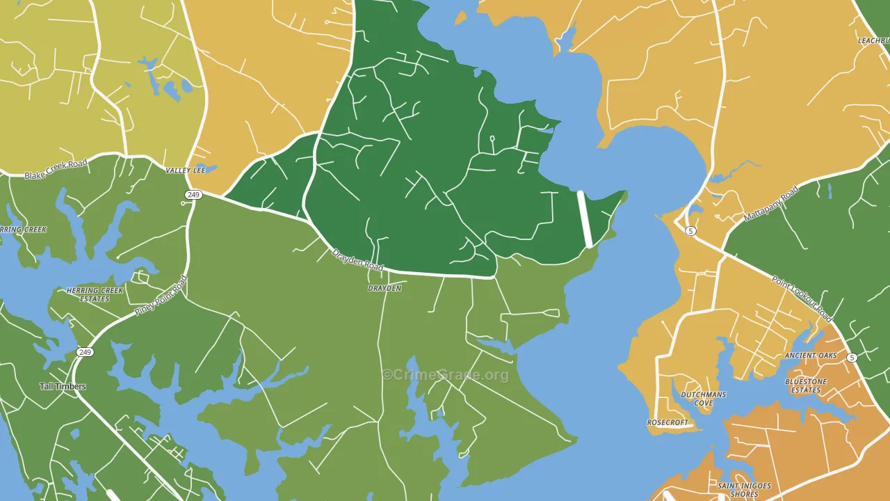 Drayden, MD Map of Murder Rates