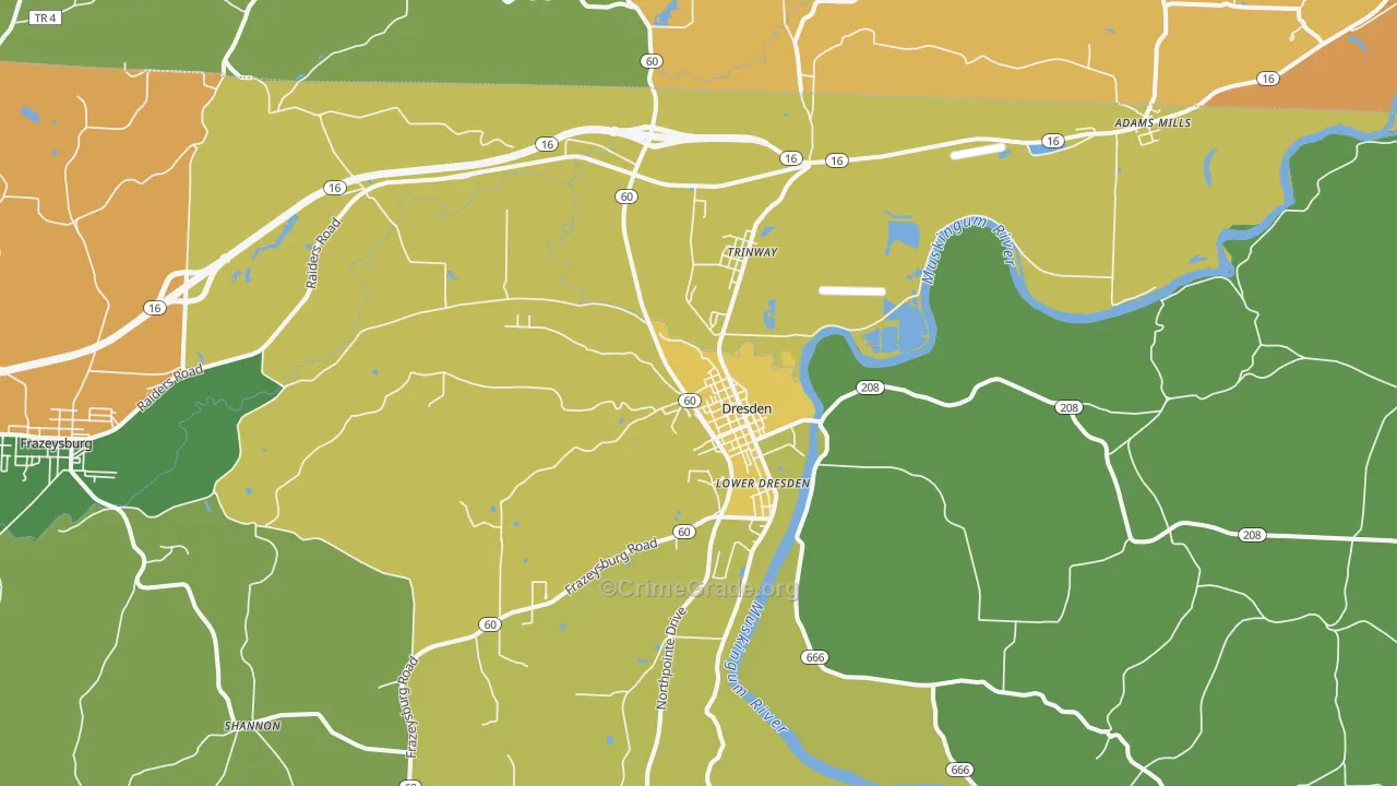 Dresden, OH Map of Murder Rates