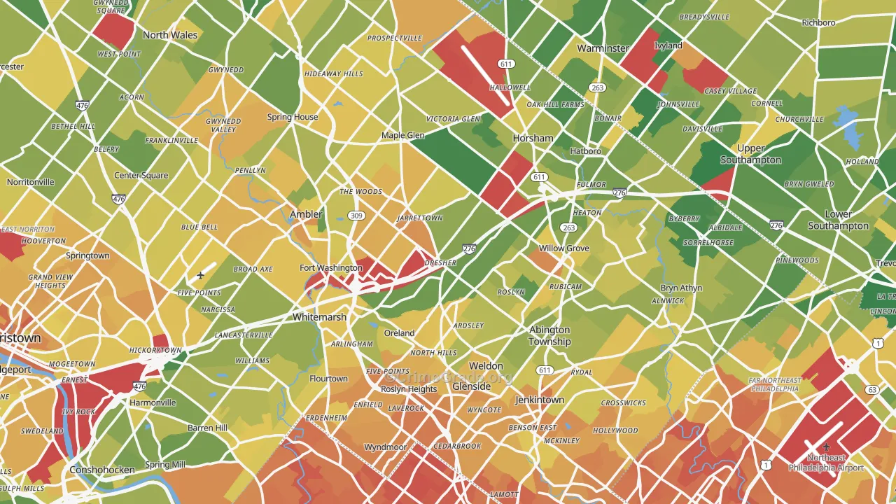 Dresher, PA Map of Murder Rates